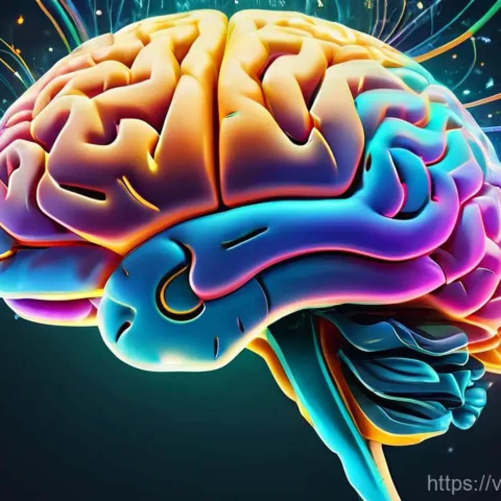 우울증 약물 종류와 부작용 - **Prompt:** "An abstract and futuristic digital illustration of the human brain. Inside the transluc...