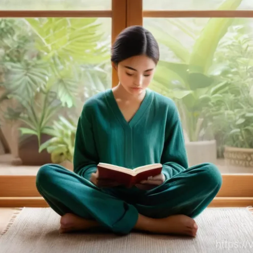 정신과 약물 부작용 관리 - **Prompt:** A serene and contemplative image of a young adult, gender-neutral, sitting comfortably i...