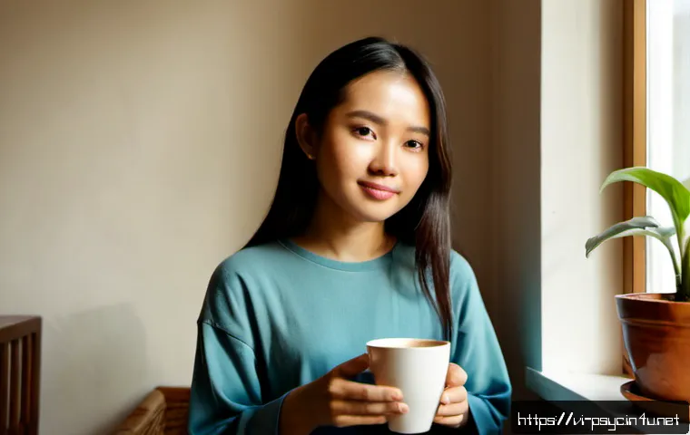 Home 17 정신건강의 중요성 - Photorealistic Vietnamese young adult sitting peacefully beside a sunlit window in a tidy apartment,...