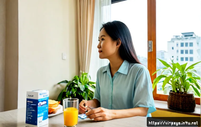 Home 30 우울증 약 복용 후 변화 - Photorealistic morning lifestyle scene in a bright apartment in Ho Chi Minh City, a Vietnamese adult...