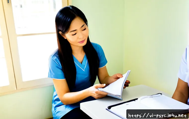 Home 17 우울증 치료 주기 - Photorealistic Vietnamese adult woman attending a supportive mental health counseling session in a c...